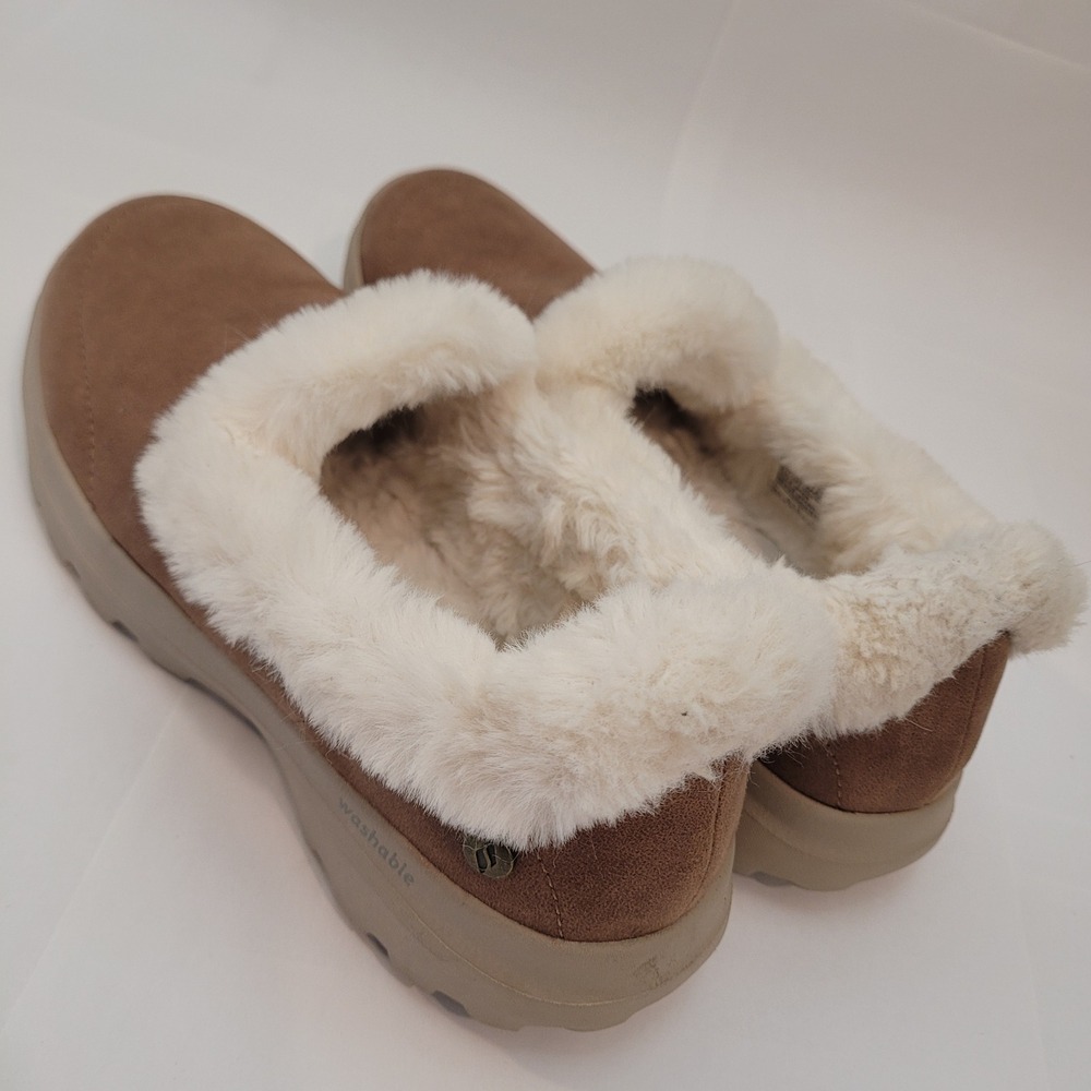 Skechers GO Walk Lounge Mules Women Size 6 Chestnut Brown‎ Faux Fur Trim 175057 - Picture 7 of 8